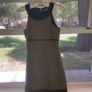 Antonio Melani Grey Sleeveless Dress + Brown Trim